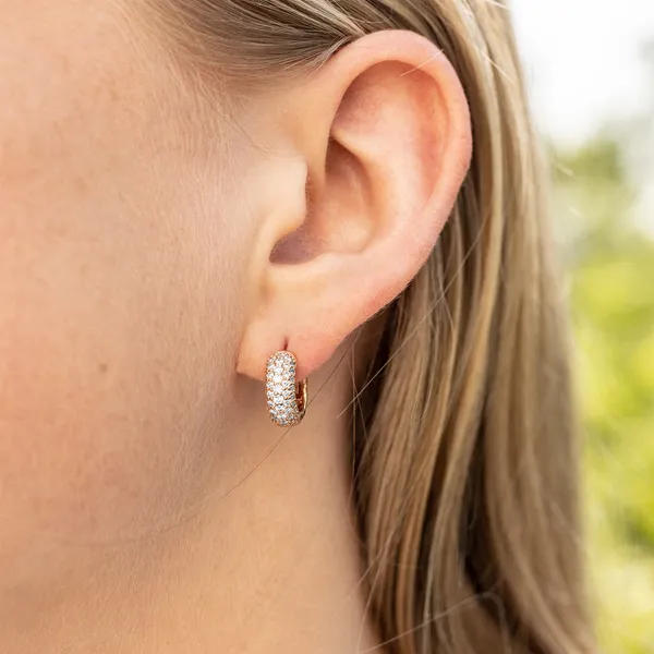 Pavé Domed Huggie Hoop Earrings