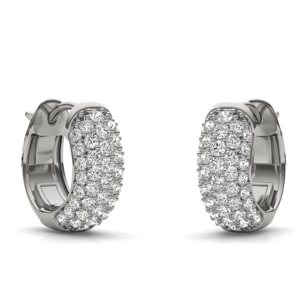 Pavé Domed Huggie Hoop Earrings