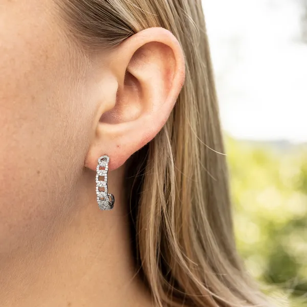 Pavé Chain Hoop Earrings 22mm