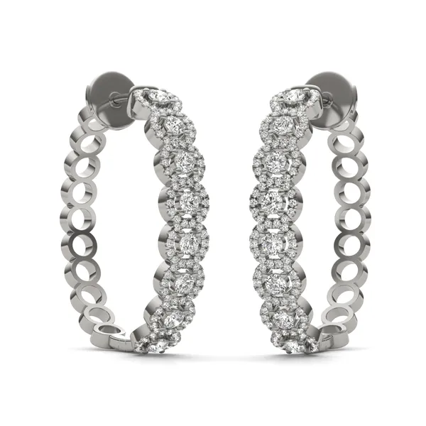 Round Brilliant Halo Hoop Earrings