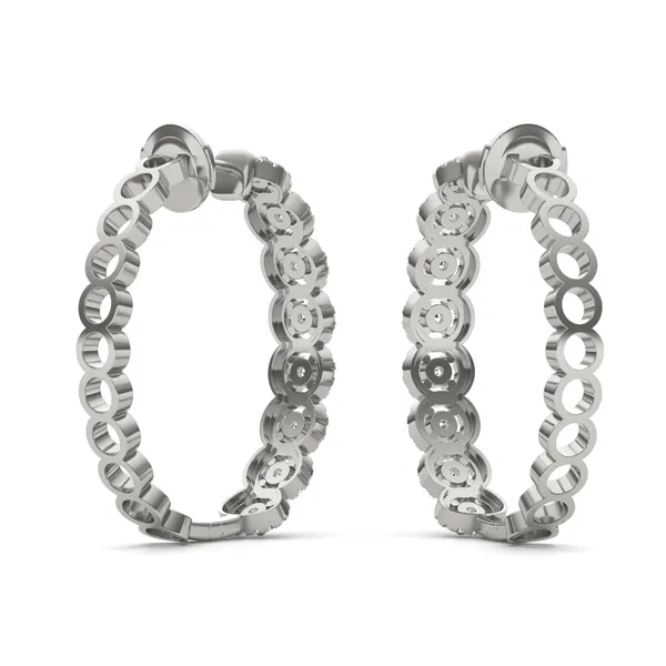 Round Brilliant Halo Hoop Earrings