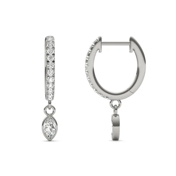 Marquise Bezel Drop Huggie Earrings