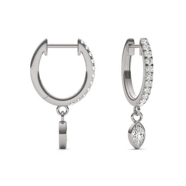 Marquise Bezel Drop Huggie Earrings