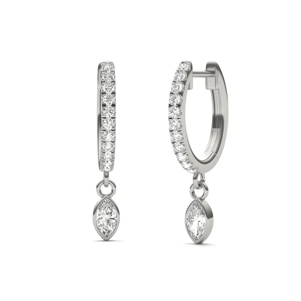 Marquise Bezel Drop Huggie Earrings