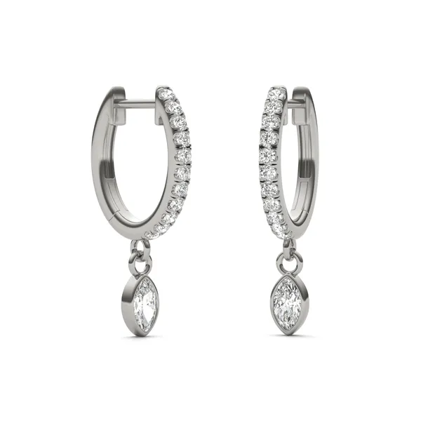 Marquise Bezel Drop Huggie Earrings