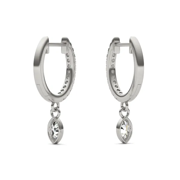 Marquise Bezel Drop Huggie Earrings