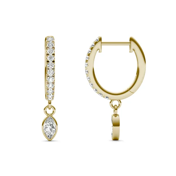 Marquise Bezel Drop Huggie Earrings
