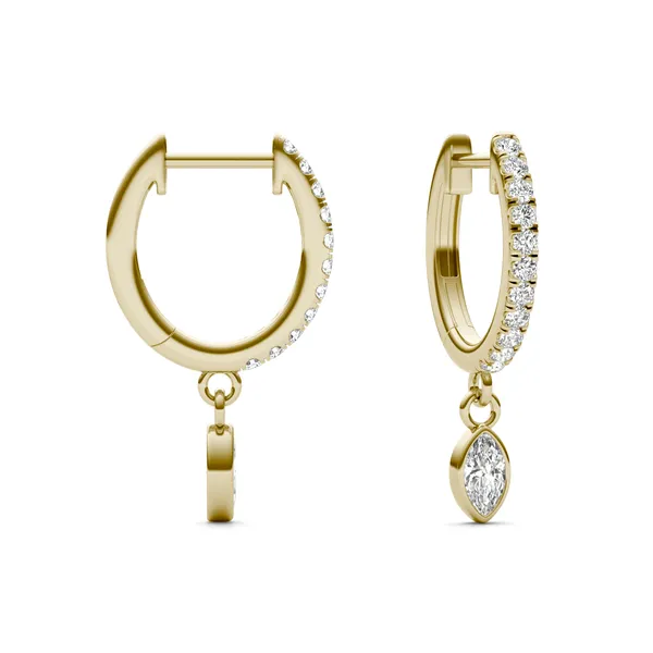 Marquise Bezel Drop Huggie Earrings