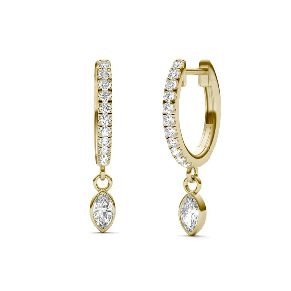 Marquise Bezel Drop Huggie Earrings