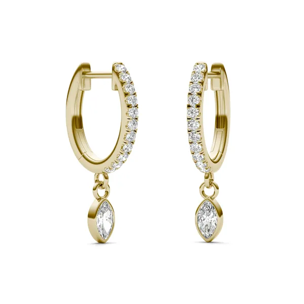 Marquise Bezel Drop Huggie Earrings