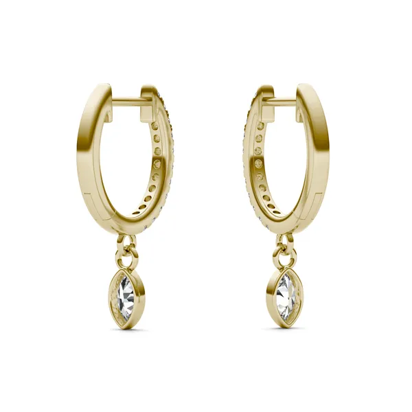 Marquise Bezel Drop Huggie Earrings