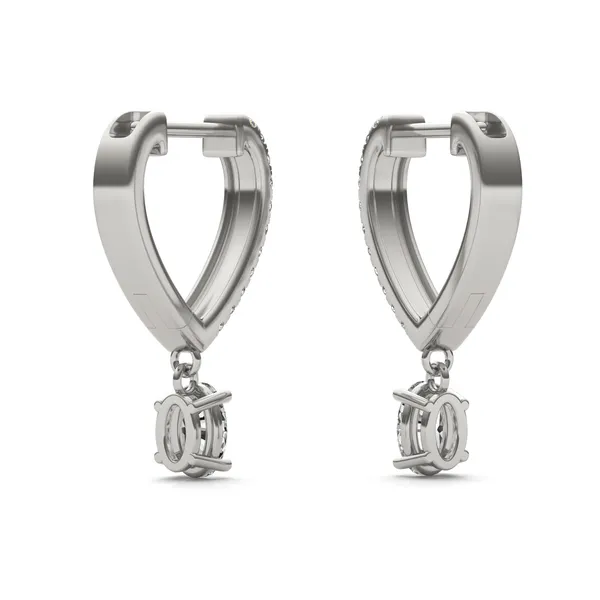 Angled Oval Drop Huggie Earrings