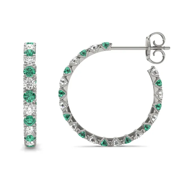 Emerald Alternating Vanguard Hoop Earrings