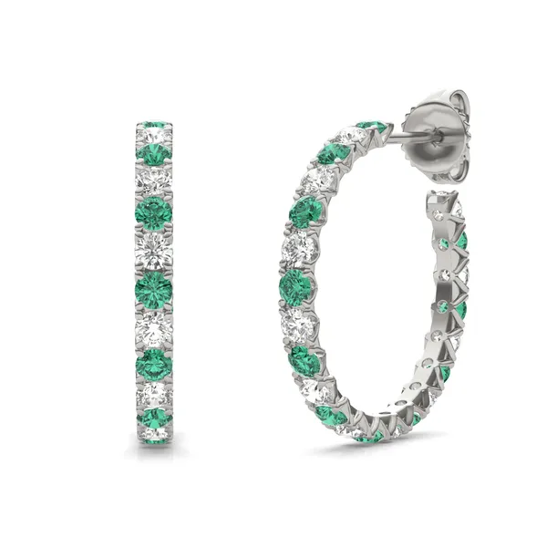 Emerald Alternating Vanguard Hoop Earrings