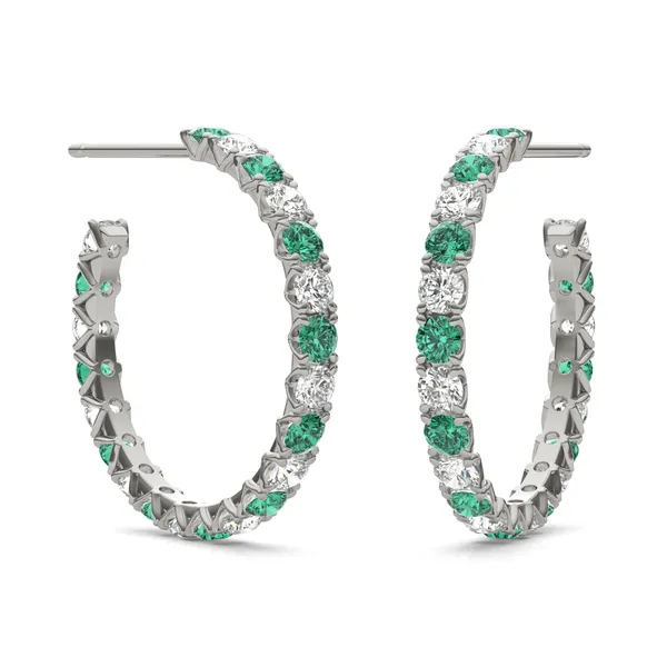 Emerald Alternating Vanguard Hoop Earrings