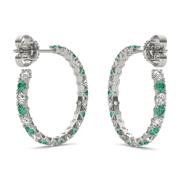 Emerald Alternating Vanguard Hoop Earrings