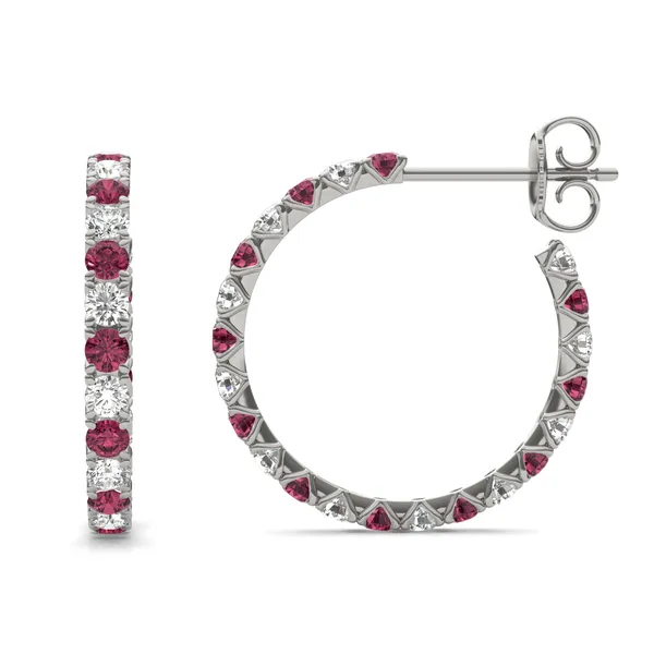 Ruby Alternating Vanguard Hoop Earrings