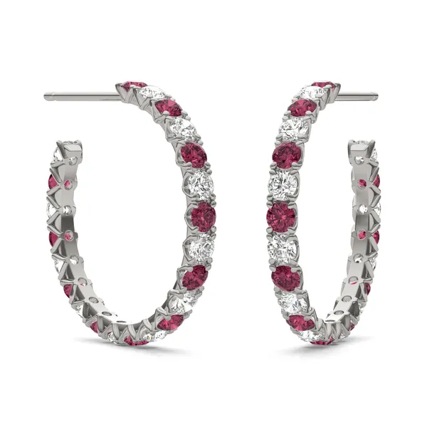 Ruby Alternating Vanguard Hoop Earrings