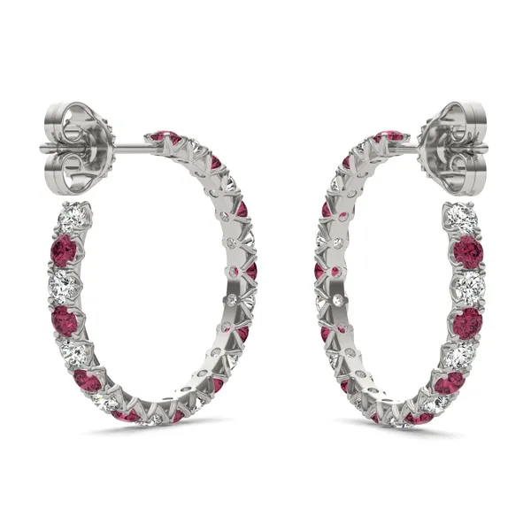 Ruby Alternating Vanguard Hoop Earrings