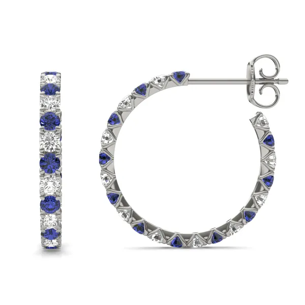 Sapphire Alternating Vanguard Hoop Earrings