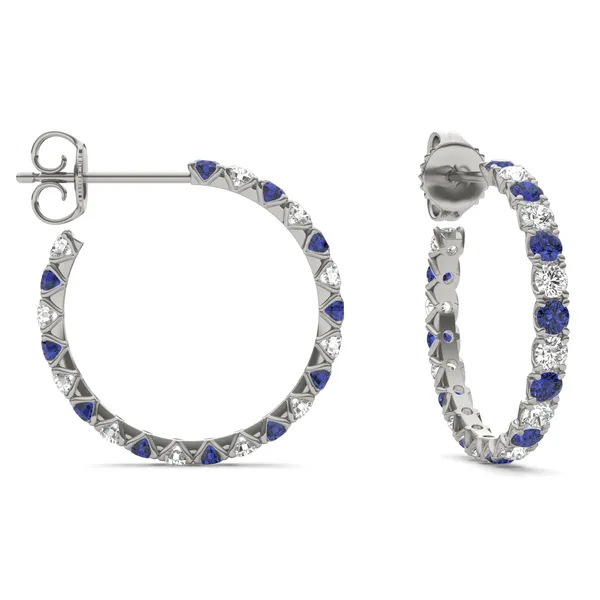 Sapphire Alternating Vanguard Hoop Earrings