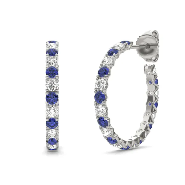 Sapphire Alternating Vanguard Hoop Earrings
