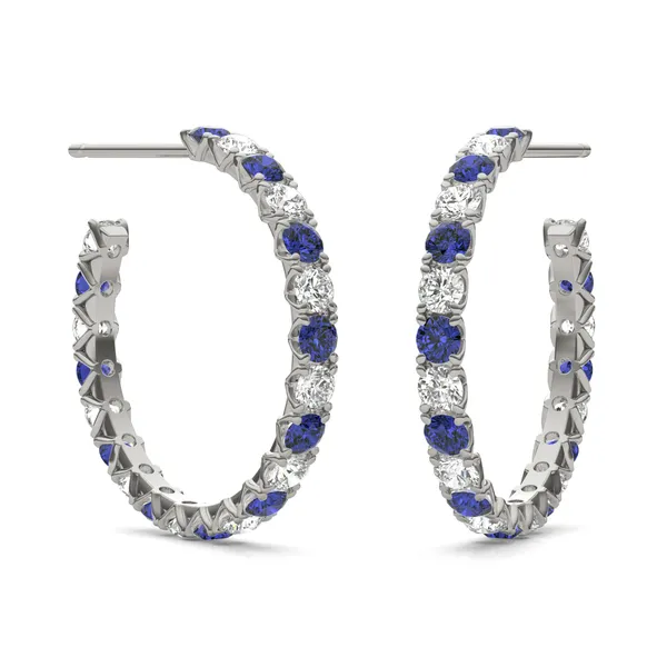 Sapphire Alternating Vanguard Hoop Earrings