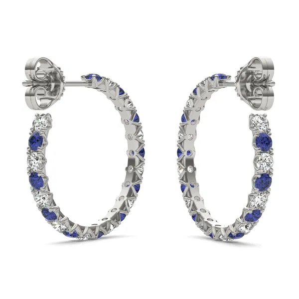 Sapphire Alternating Vanguard Hoop Earrings