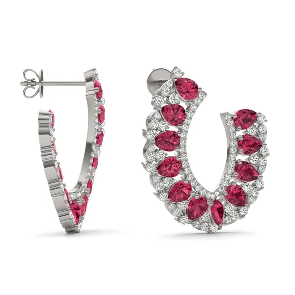 Ruby Azalea Open Hoop Earrings