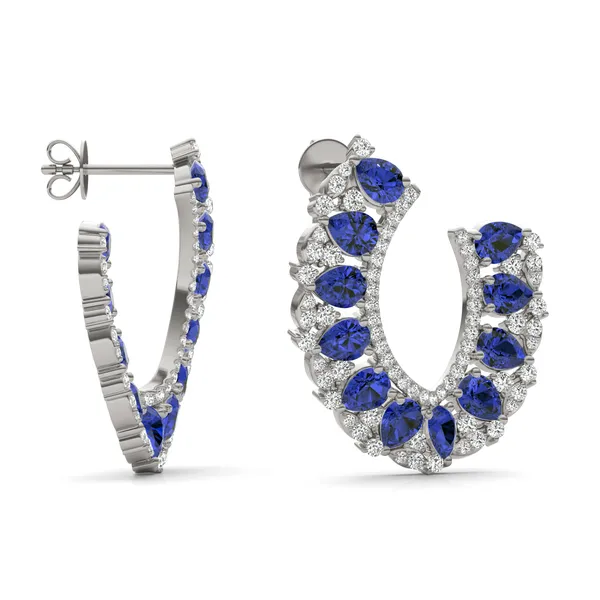 Sapphire Azalea Open Hoop Earrings