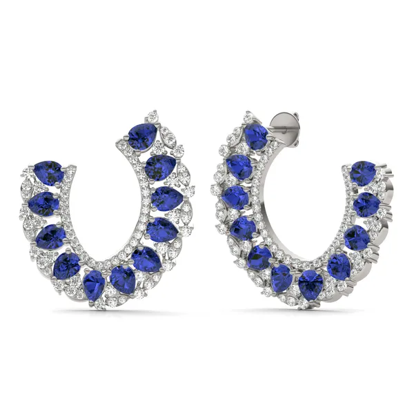 Sapphire Azalea Open Hoop Earrings