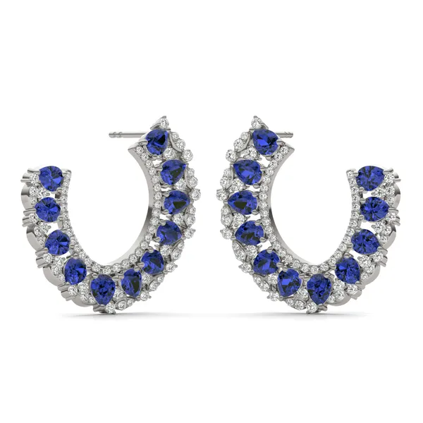 Sapphire Azalea Open Hoop Earrings