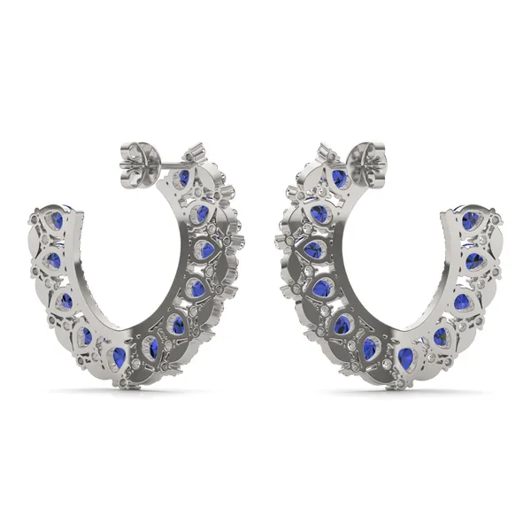 Sapphire Azalea Open Hoop Earrings