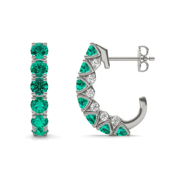Emerald Mini J-Hoop Earrings