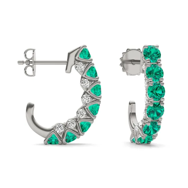 Emerald Mini J-Hoop Earrings