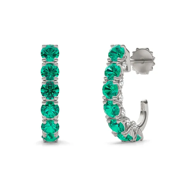Emerald Mini J-Hoop Earrings