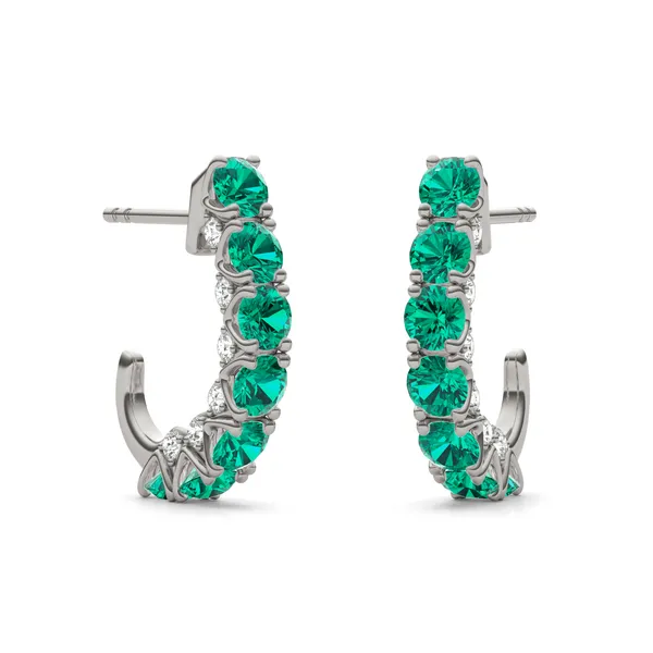 Emerald Mini J-Hoop Earrings