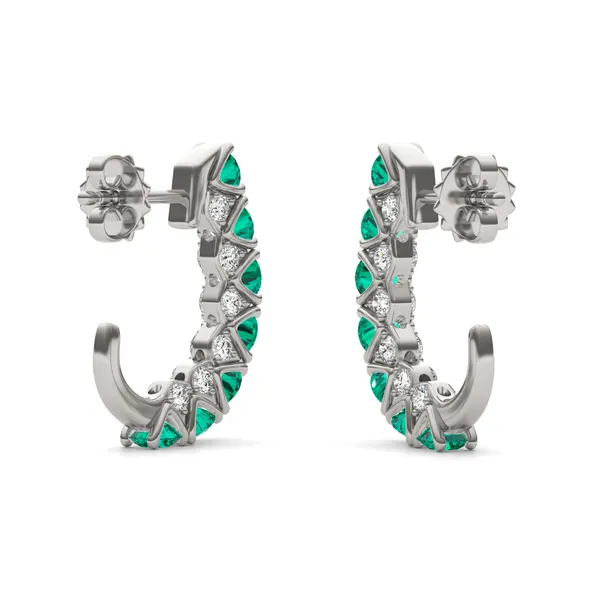 Emerald Mini J-Hoop Earrings