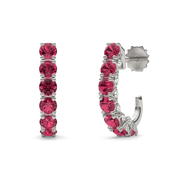 Ruby Mini J-Hoop Earrings