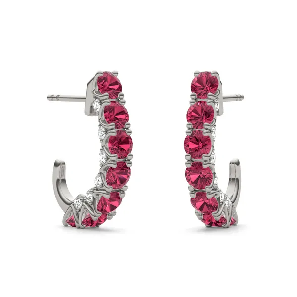 Ruby Mini J-Hoop Earrings