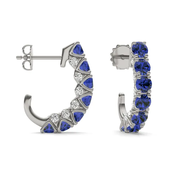 Sapphire Mini J-Hoop Earrings