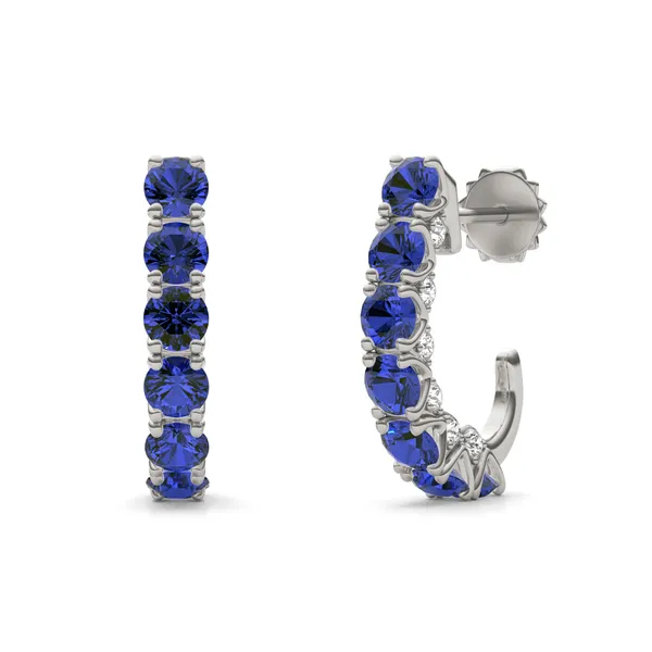 Sapphire Mini J-Hoop Earrings