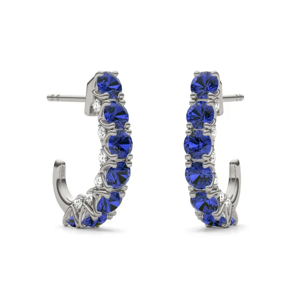 Sapphire Mini J-Hoop Earrings