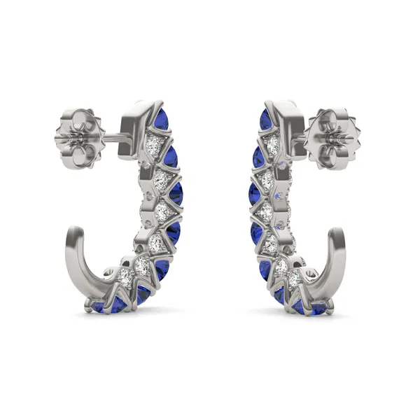 Sapphire Mini J-Hoop Earrings