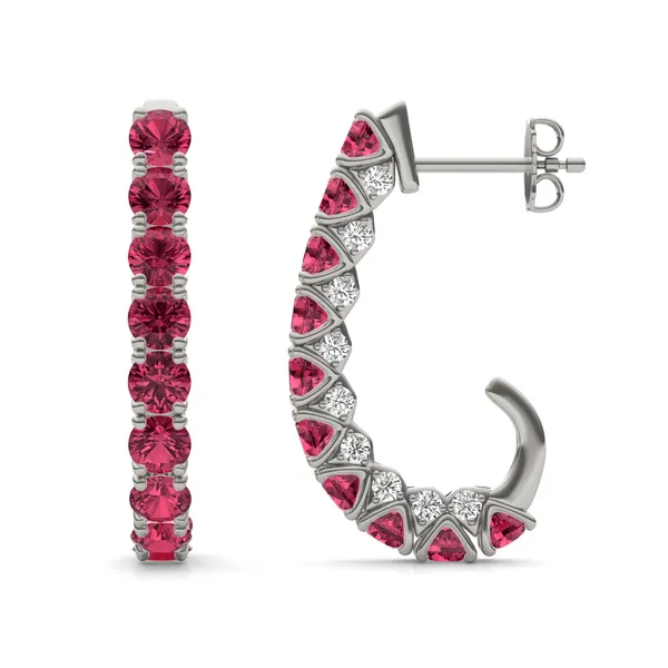 Ruby Elongated J-Hoop Earrings