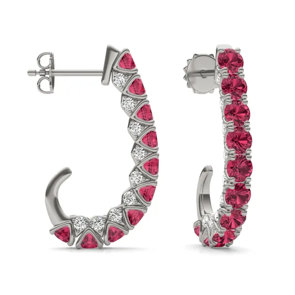 Ruby Elongated J-Hoop Earrings