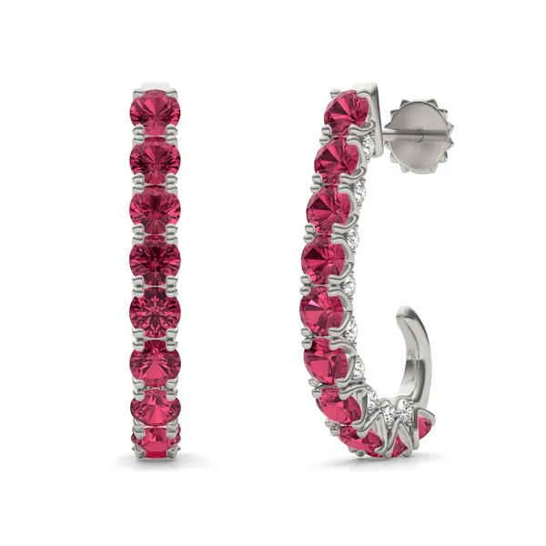 Ruby Elongated J-Hoop Earrings