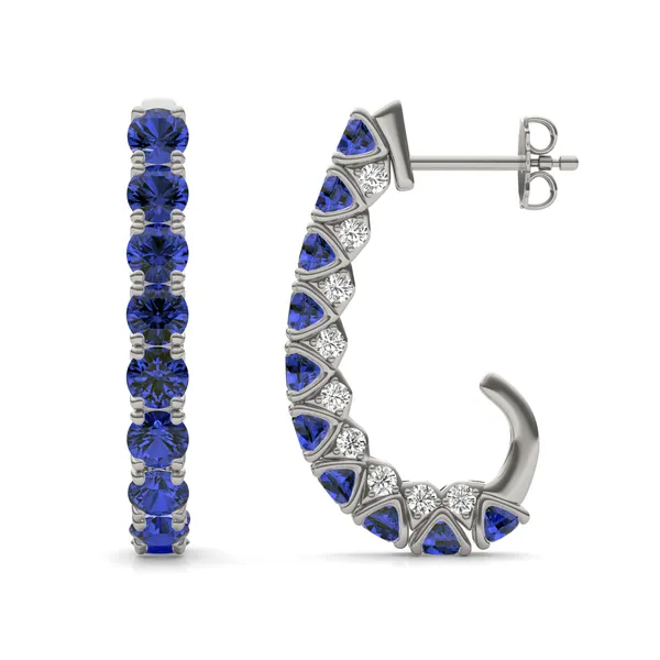 Sapphire Elongated J-Hoop Earrings