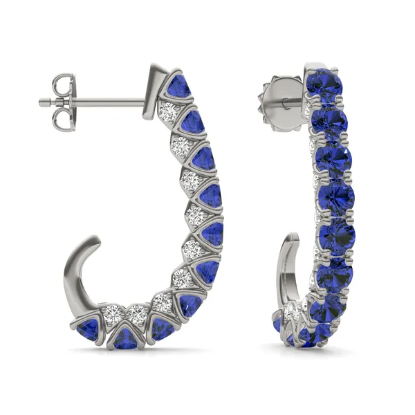 Sapphire Elongated J-Hoop Earrings