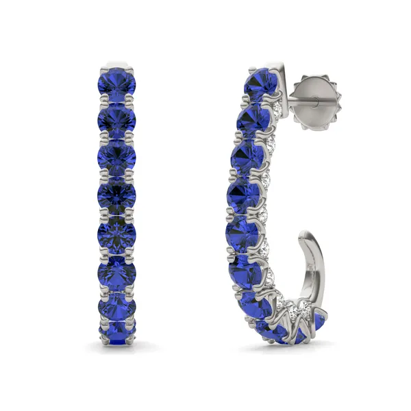 Sapphire Elongated J-Hoop Earrings